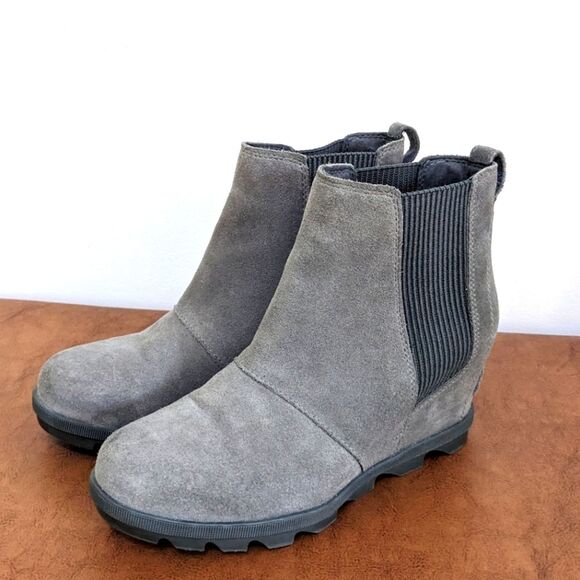 Sorel Joan of Arctic II Wedge Chelsea Boot Grey Suede - Picture 1 of 5